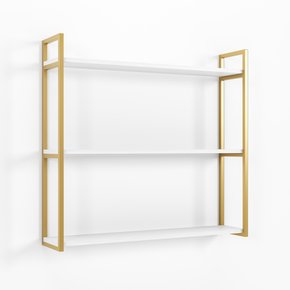 prateleira industrial dourado mdf branco 1