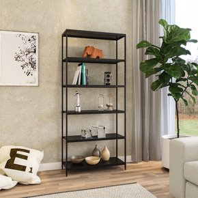 amb estante prateleira estilo industrial 6 niveis preto com mdf preto 1