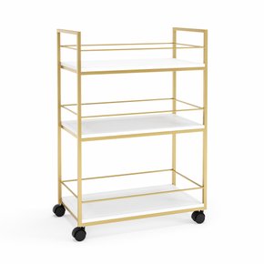 carrinho de bebidas n01 dourado luxo prateleiras branco 1